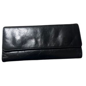 Gorgeous Hobo International Black Leather Organizer Wallet, Paisley Lining